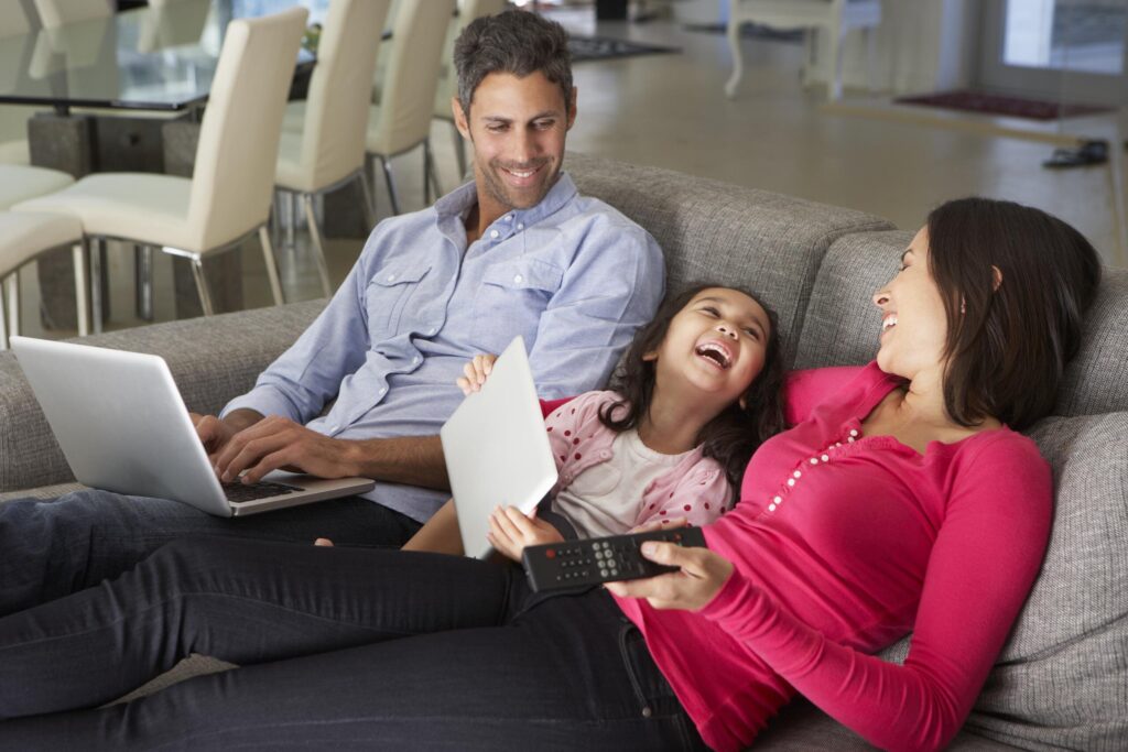 Family enjoying fast internet from CLTel
